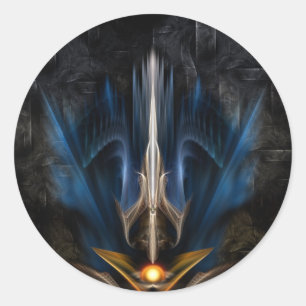 Sword van lichte fractale kunst ronde sticker