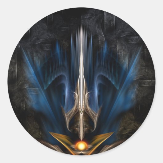 Sword van lichte fractale kunst ronde sticker (Voorkant)
