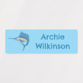 Swordfish zeilvis plezier cartoon gepersonaliseerd labels (Design 1)