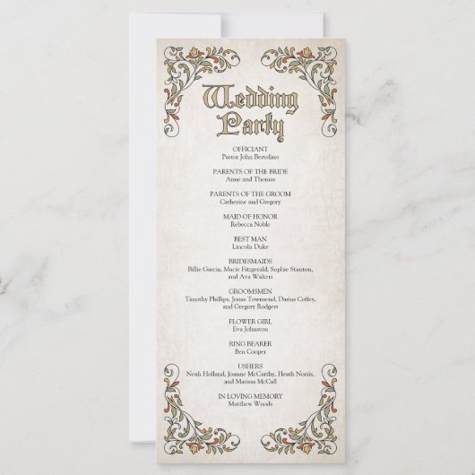 Swords Gamer Fantasy Wedding Programma (Achterkant)