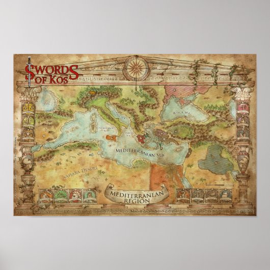 Swords of Kos: Mediterranean Campaign Map Poster (Voorkant)