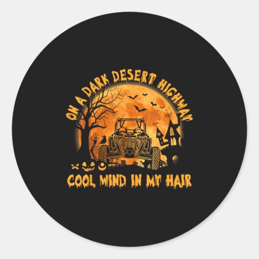 Sxs Utv Dark Desert Highway Cool Mind Halloween Ri Ronde Sticker (Voorkant)