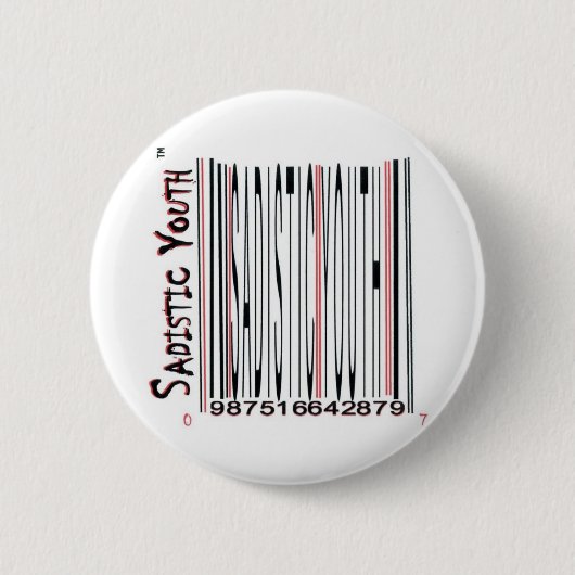 SY Bar Code Pin Ronde Button 5,7 Cm (Voorkant)