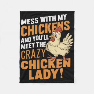 Sy Crazy Chicken Lady Waarschuwing Voor Pluimveell Fleece Deken
