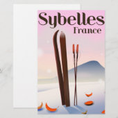 Sybelles Frankrijk Ski-poster Briefpapier (Voorkant / Achterkant)