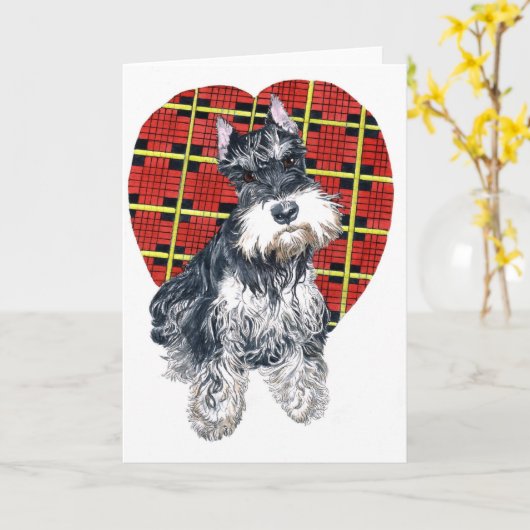 Sybil het Wenskaart Schnauzer Kaart (Gele Bloem)