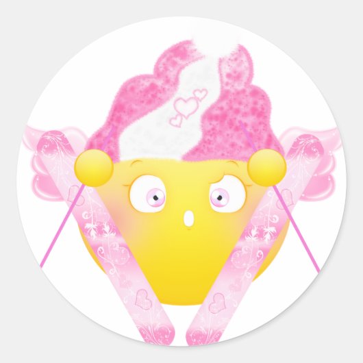 Sybille Ski - Roze Ronde Sticker (Voorkant)