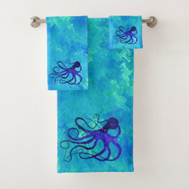 Sybille's octopus - Bathroom doekset Bad Handdoek