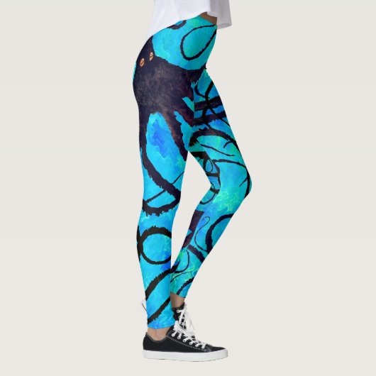Sybille's octopus on Aqua - Leggings (Rechts)