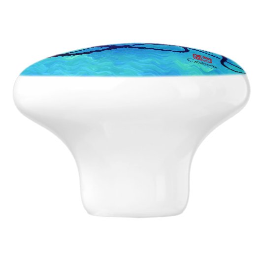 Sybille's octopus op Blue L - keramische knop (Zijkant)