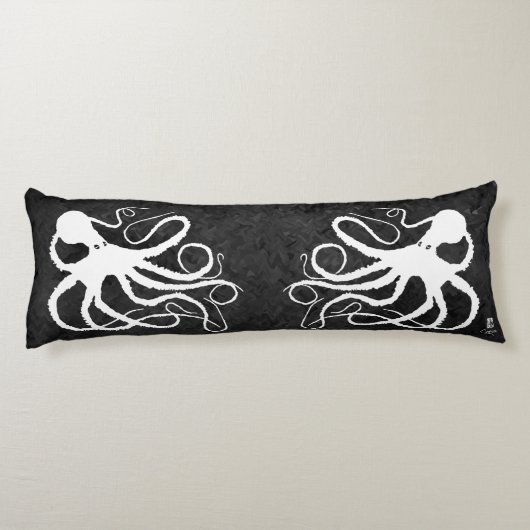 Sybille's Octopus op Grijs - Lichaamskussen (Achterkant)