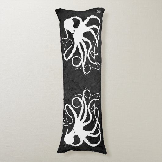 Sybille's Octopus op Grijs - Lichaamskussen (Voorkant Verticaal)
