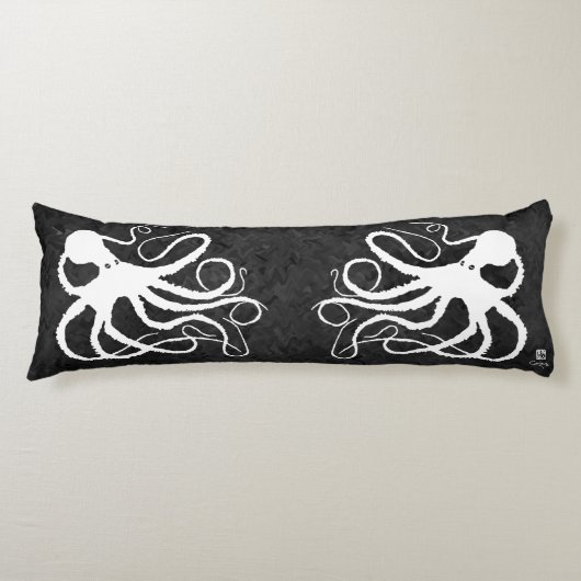 Sybille's Octopus op Grijs - Lichaamskussen (Voorkant)
