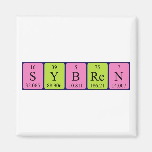 Sybren periodieke tabelnaam magneet (Voorkant)
