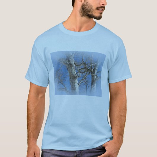 Sycamore-structuur tegen Winter Sky-items T-shirt (Voorkant)
