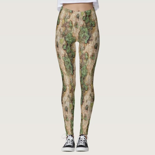Sycamore Tree Bark Moss Lichen Leggings (Voorkant)