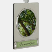 Sycamore Tree Green-Natuur Verzilverd Banner Ornament (Rechts)