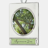 Sycamore Tree Green-Natuur Verzilverd Banner Ornament (Links)