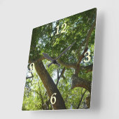 Sycamore Tree Green-Natuur Vierkante Klok (Hoek)