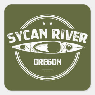 Sycan River Oregon Kayaking Vierkante Sticker
