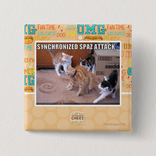 Sychronized Spaz Attack Vierkante Button 5,1 Cm (Voorkant)