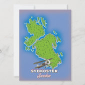 Sydkoster Zweedse  kaart reisposter. (Achterkant)