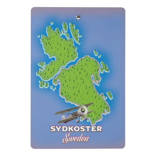 Sydkoster Zweedse kaart reisposter. Mini Klembord (Achterkant)