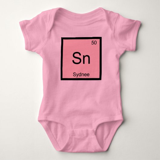Sydnee naam scheikunde element periodiek systeem romper (Voorkant)