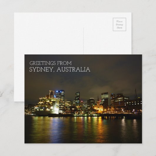 Sydney Australia at night Briefkaart (Voorkant / Achterkant)