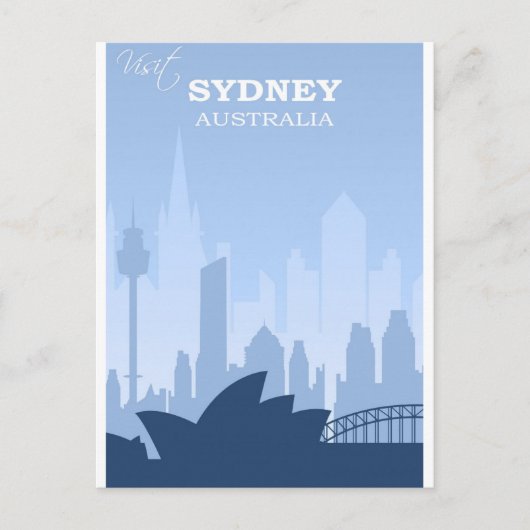 Sydney Australia Blue Vintage Travel Briefkaart (Voorkant)