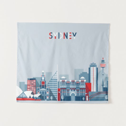 Sydney Australia City Skyline Wandkleed (Voorkant (horizontaal))