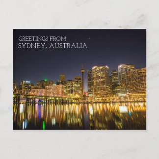 Sydney Australia Darling Harbour bij nacht Briefkaart