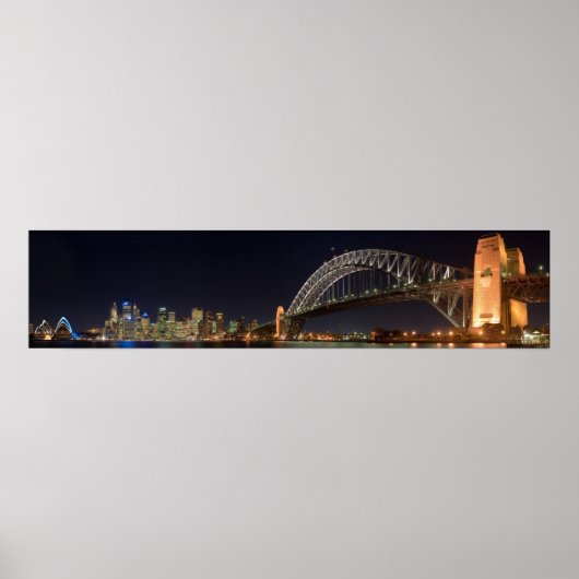 Sydney australia Harbor Bridge bij nacht panorama Poster (Voorkant)