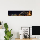 Sydney australia Harbor Bridge bij nacht panorama Poster (Thuiskantoor)