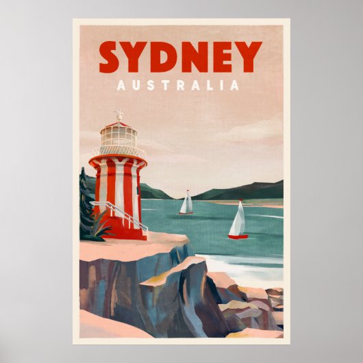 Sydney, Australia Lighthouse Vintage Travel Poster (Voorkant)
