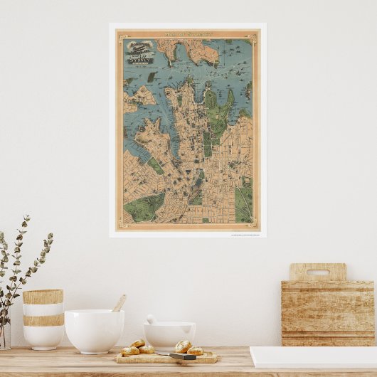 Sydney Australia Map 1922 Poster (Keuken)