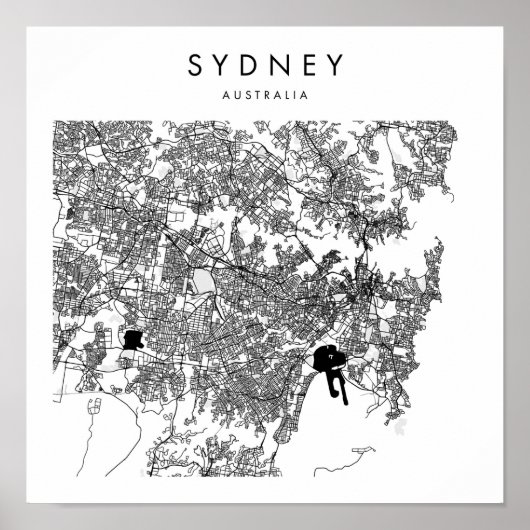 Sydney Australia Minimal Modern Street Map Poster (Voorkant)
