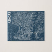 Sydney Australia Minimalist City Map Line Art Blue Legpuzzel (Horizontaal)