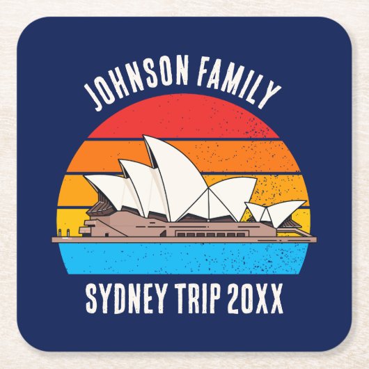 Sydney Australia Opera House Custom Blue Kartonnen Onderzetters (Voorkant)