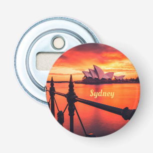 Sydney Australia Opera House Oranje Sky Button Flesopener