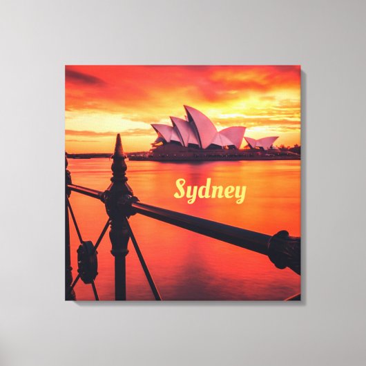 Sydney Australia Opera House Oranje Sky Canvas Afdruk (Voorkant)