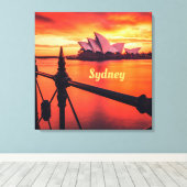 Sydney Australia Opera House Oranje Sky Canvas Afdruk (Insitu (Houten vloer))