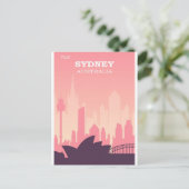 Sydney Australia Pink Vintage Travel Briefkaart (Staand voorkant)