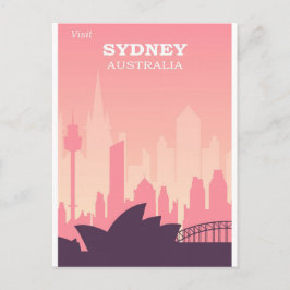 Sydney Australia Pink Vintage Travel Briefkaart