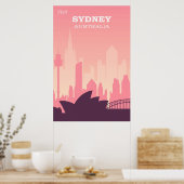 Sydney Australia Pink Vintage Travel Poster (Keuken)