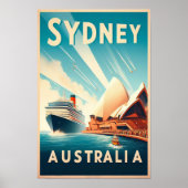 Sydney Australia Retro Travel Poster (Voorkant)