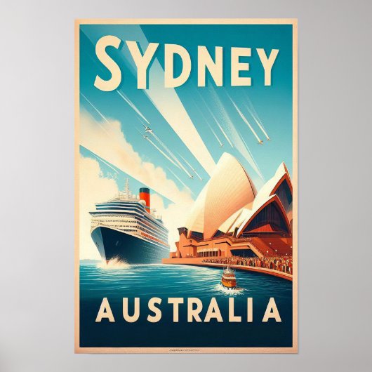 Sydney Australia Retro Travel Poster (Voorkant)