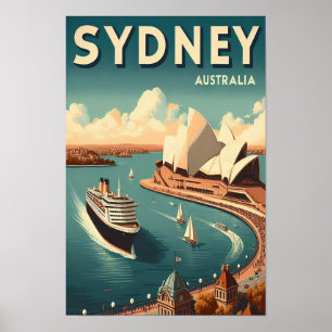 Sydney Australia Retro Travel Poster