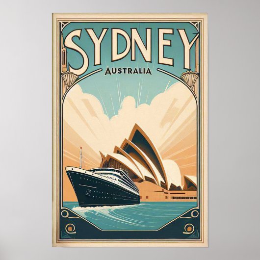 Sydney Australia Retro Travel Poster (Voorkant)