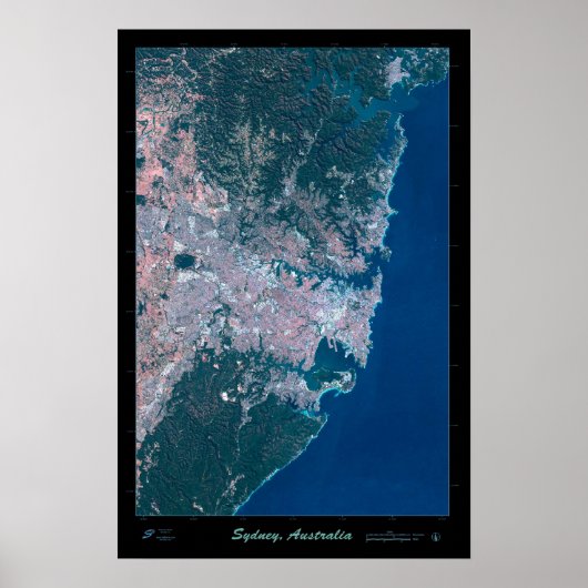 Sydney Australia Satellite poster foto print map (Voorkant)